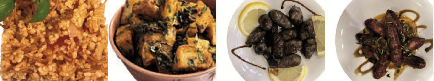 Boulghour, batata hara, makanek et sojouk