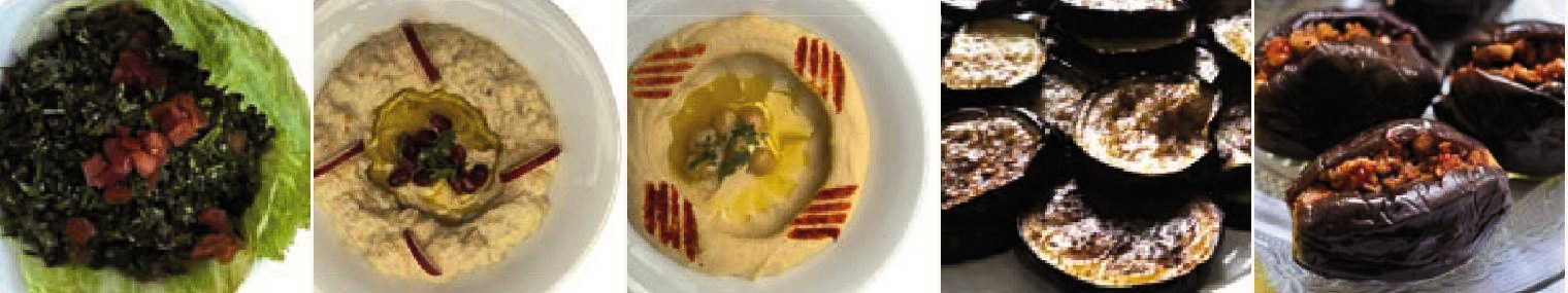 Taboulé, moutabal, hommous, aubergine frite et makdouss